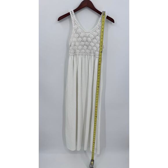 Aerie White Crochet Maxi Dress Boho Beach Coastal Summer Festival Size Large - Picture 6 of 10